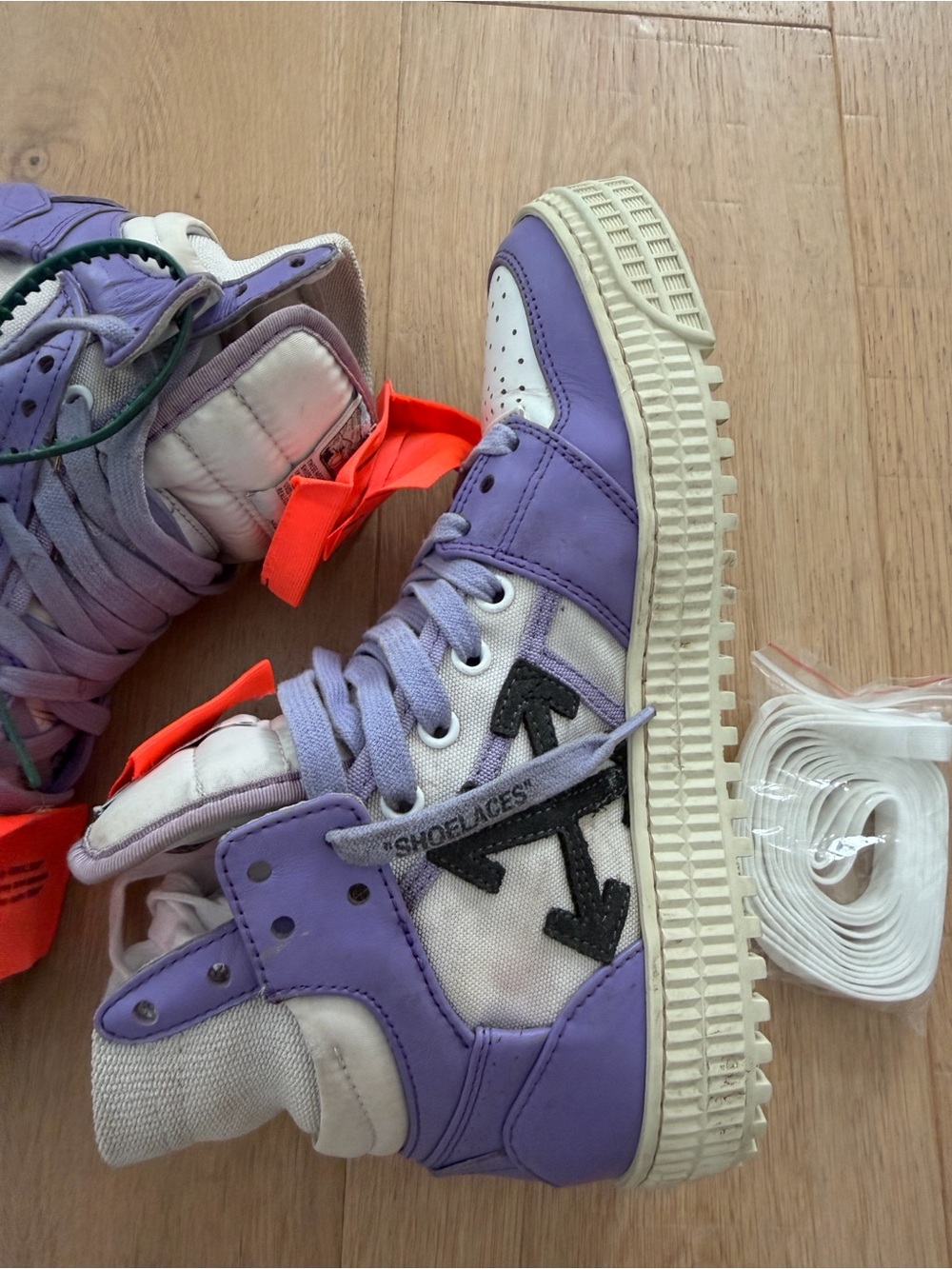 Off-White Purple and White Women’s Sneakers - Picture 3 of 8